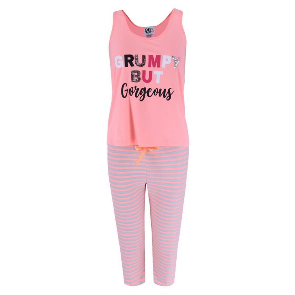 Saturdaze Women's Plus Size Grumpy Gorgeous Tank Top and Capri Set - Picture 1 of 4